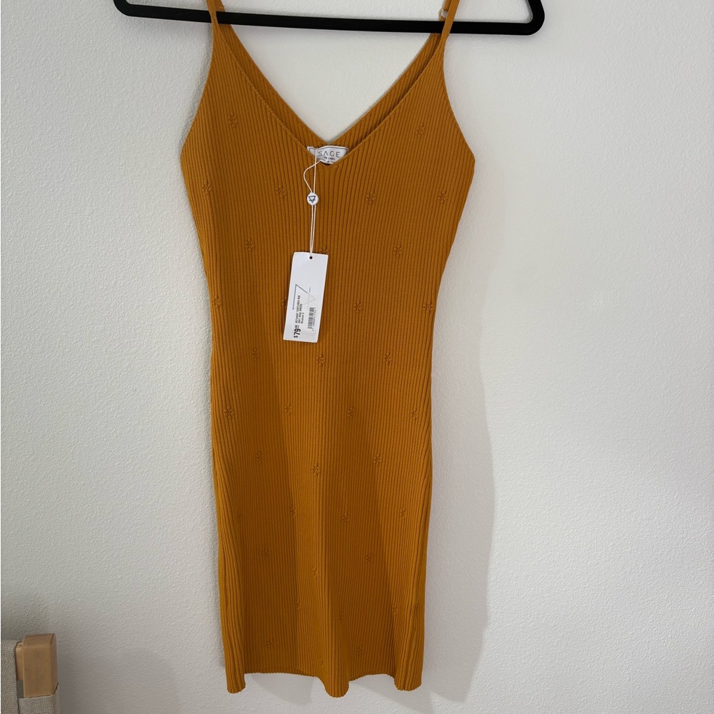 Sage Mustard Midi Dress